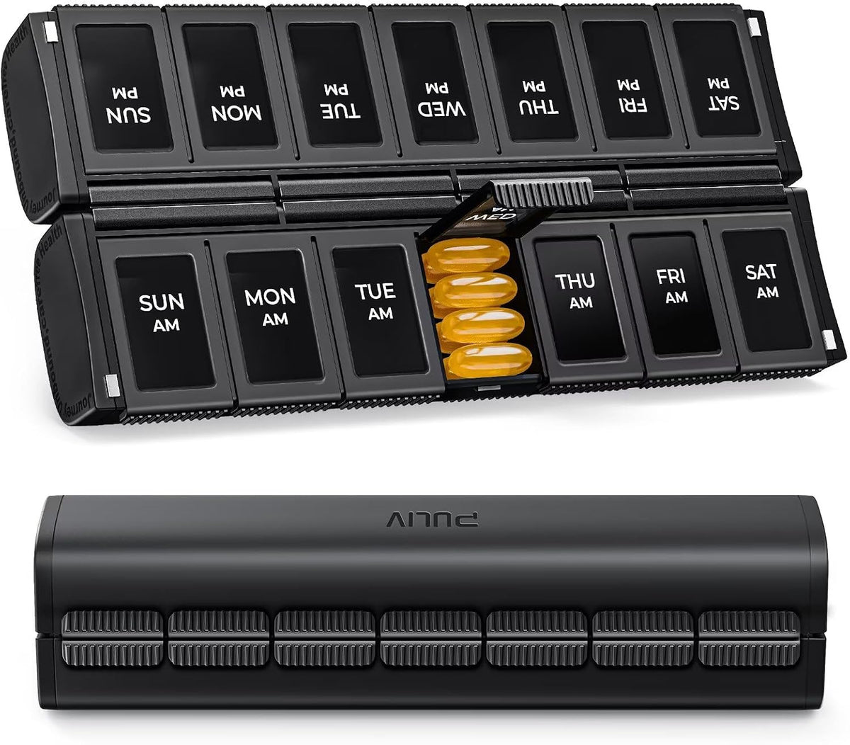 PULIV Weekly Pill Organizer 2 Times a Day with Magnetic Foldable Desig ...