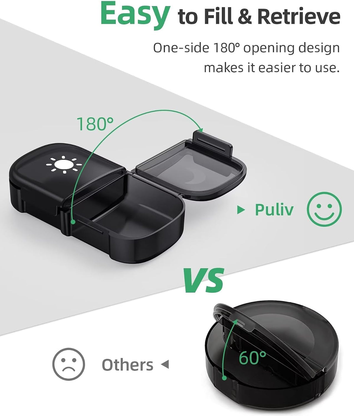PULIV Weekly Pill Organizer 2 Times a Day, One-Side Opening for Easy t ...