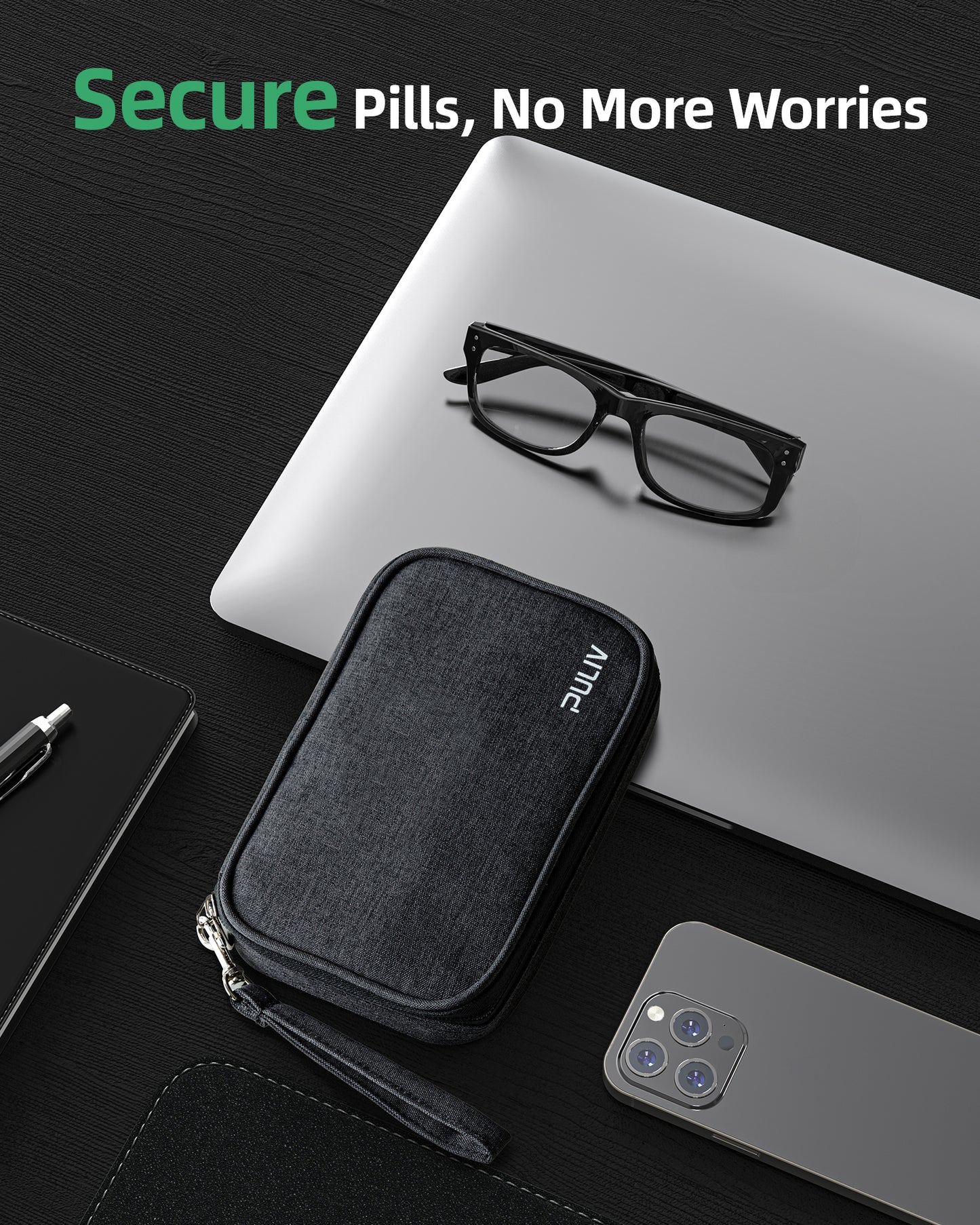 Weekly Pill Organizer 4 Times a Day with a Business Stylish Bag