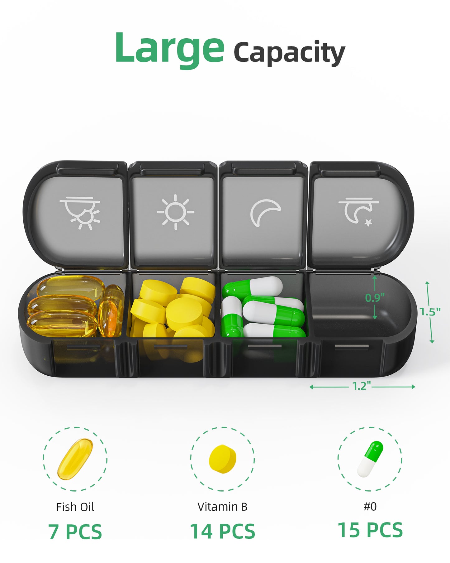 Weekly Pill Organizer 4 Times a Day with a Business Stylish Bag