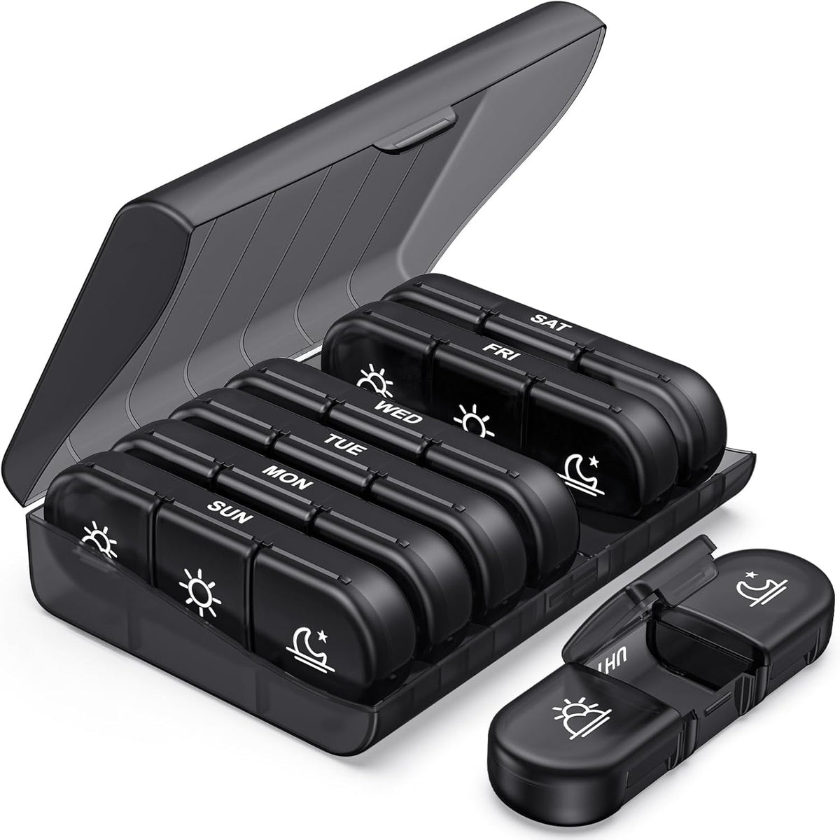 PULIV Weekly Pill Organizer 3 Times a Day, Light-Proof Pill Case for P ...